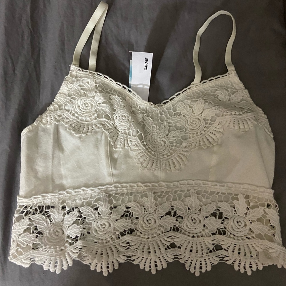 Garage Brand bohemian crop top on white. Size small. Brand new. Super cute.
